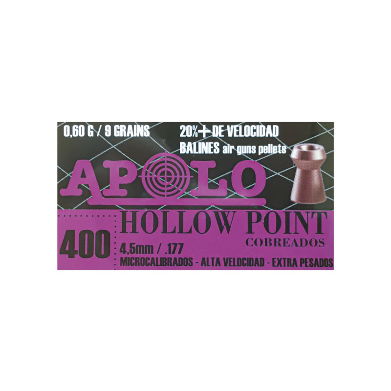 Balines APOLO 4,5mm Hollow Point Cobreado 0.6gr 400 x 40 #E19990