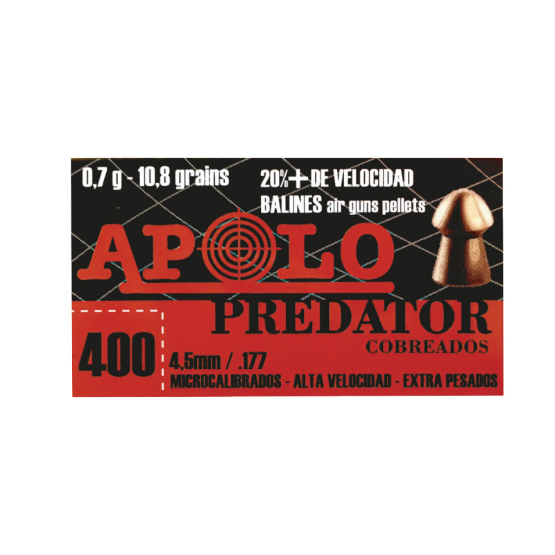 Balines APOLO 4,5mm Predator Cobreado 0.7gr 400 x 40 #E19950