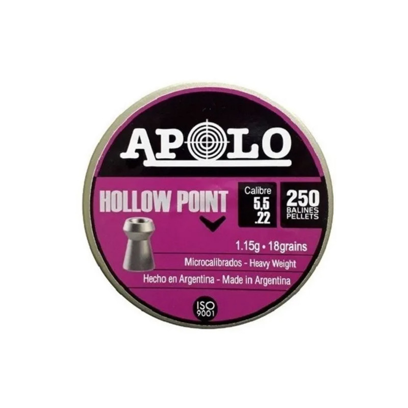 Balines APOLO 5.5mm Hollow Point 1,15gr. Lata*200x30