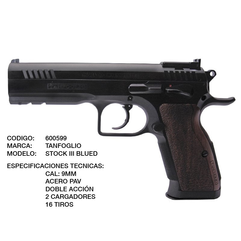 Pistola TANFOGLIO cal 9mm Mod. Stock III