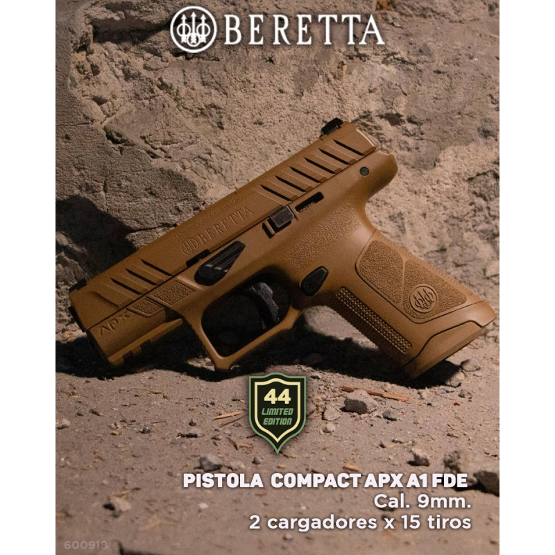 Pistola BERETTA cal 9mm Mod. APX A1 COMPACT FDE CRTK 2 carg 15 tiros