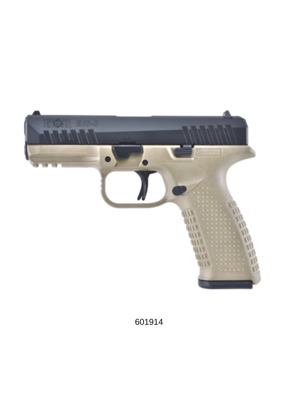 Pistola KOR cal 9mm Mod. AG-9 FDE 2 Cargadores 17 Tiros