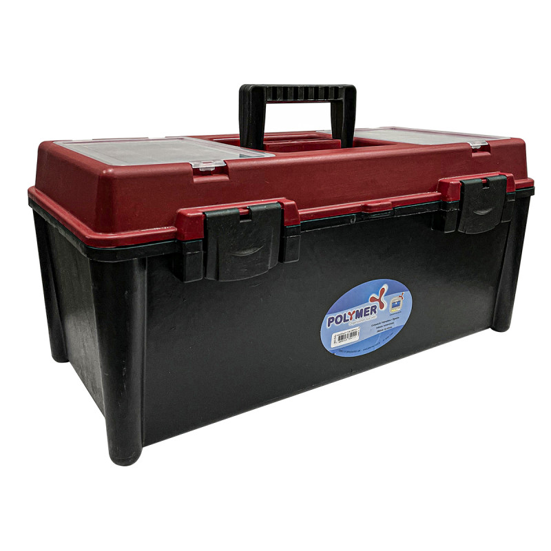 Caja Pesca POLYMER Premium Grande 1 Bandeja c/2 Estuches Tapa Color #4036